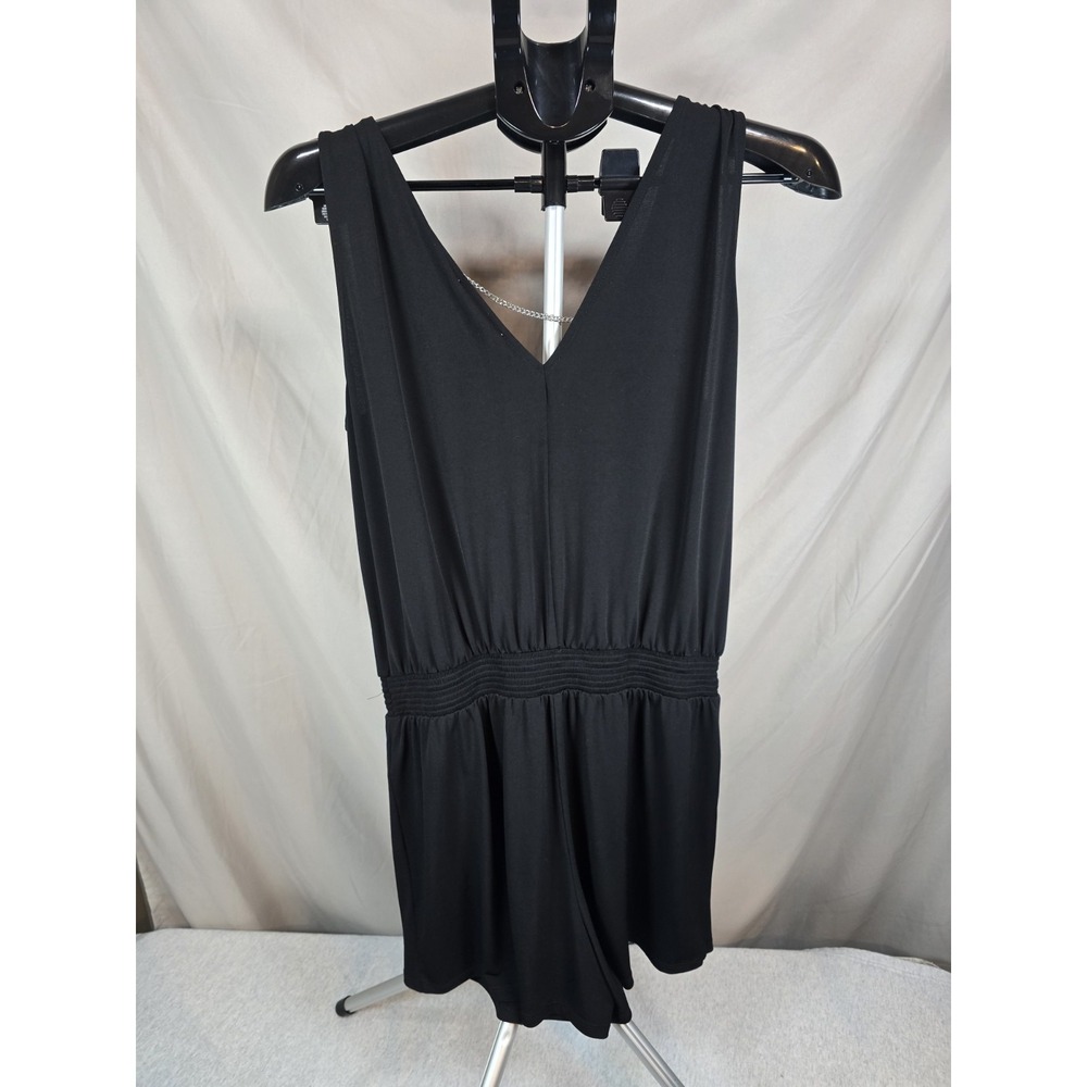 Michael‎ Kors Womens Black V-Neck Sleeveless One-Piece Romper Size Large